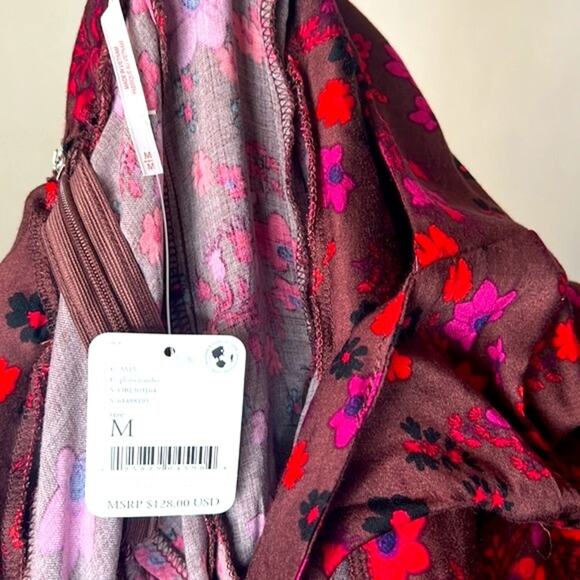 NWT! Free People It Takes Two Wrap Dress in Plum Combo Size Medium - Picture 9 of 10